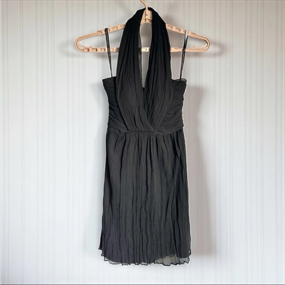 Jenny Yoo Black Dress Women Sz 6 Silk Chiffon Wedding Whimsigoth Halter Y2K EUC - Picture 1 of 13